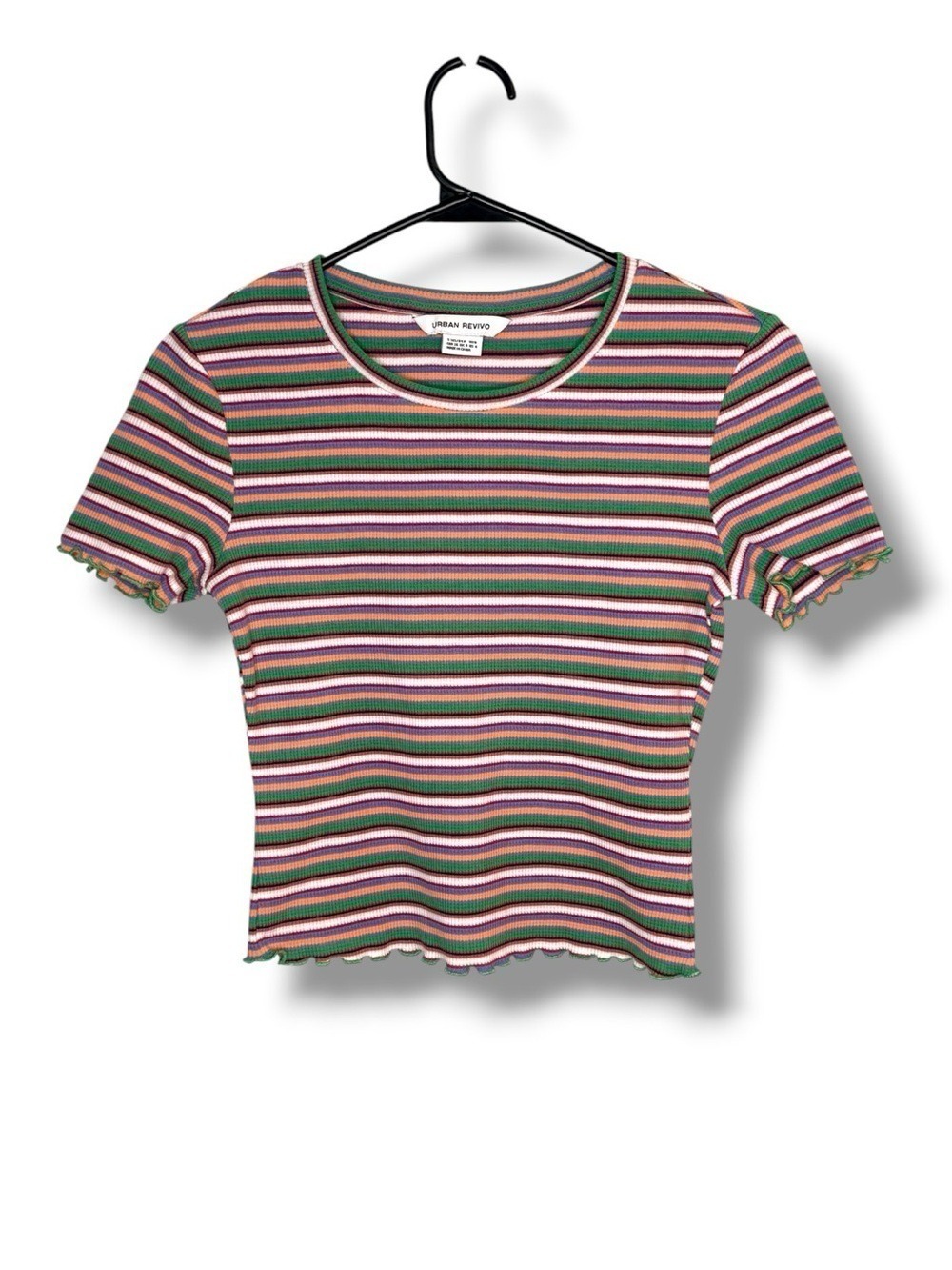 Urban Revivo Striped Ribbed Baby Tee Small